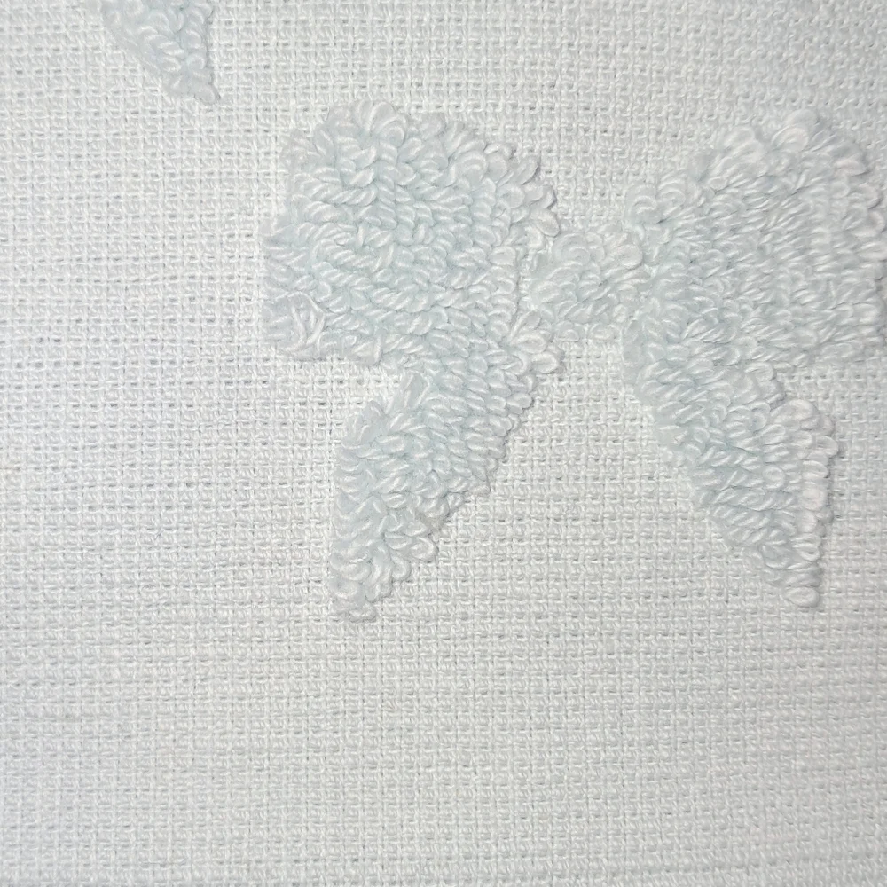 Cupcakes & Cashmere NWT Turkish Cotton Couquette Bow Hand Towels In Tonal Blue